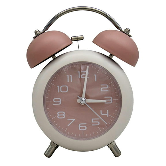 Super Loud Twin Bell Alarm Clock for Heavy Sleepers, 4-Inch Silent Non-Ticking Quartz with Backlight, Metal Cute Clock for Kids' Rooms