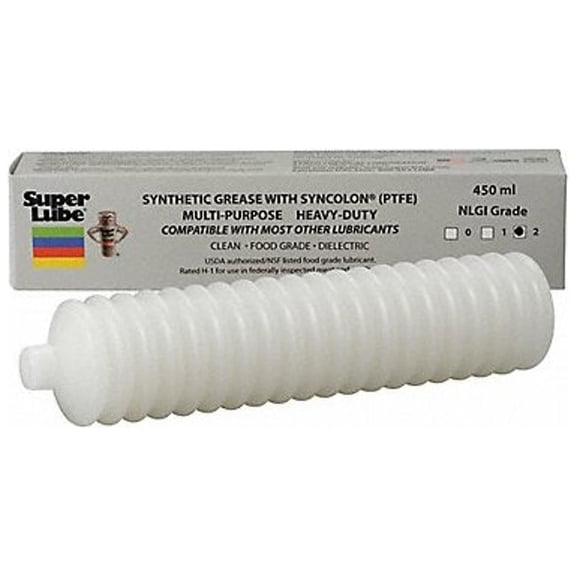 super lube 41580 synthetic grease (nlgi 2), 450 ml bellows cartridge, translucent white