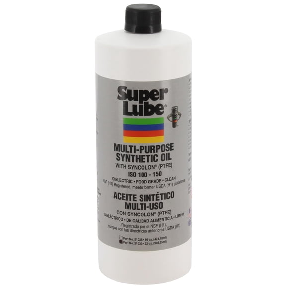 Super Lube 51030 Synthetic Oil with PTFE, High Viscosity, 1 quart Bottle, Translucent White