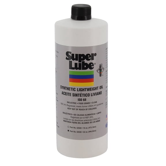 Super Lube Synthetic Lightweight Oil - For Machine, Chain & Lab Equipment - NSF Food Grade H1 Lubricant - Waterproof Friction-Reducing Rust Inhibitor - Bottle - 1 qt (52030)