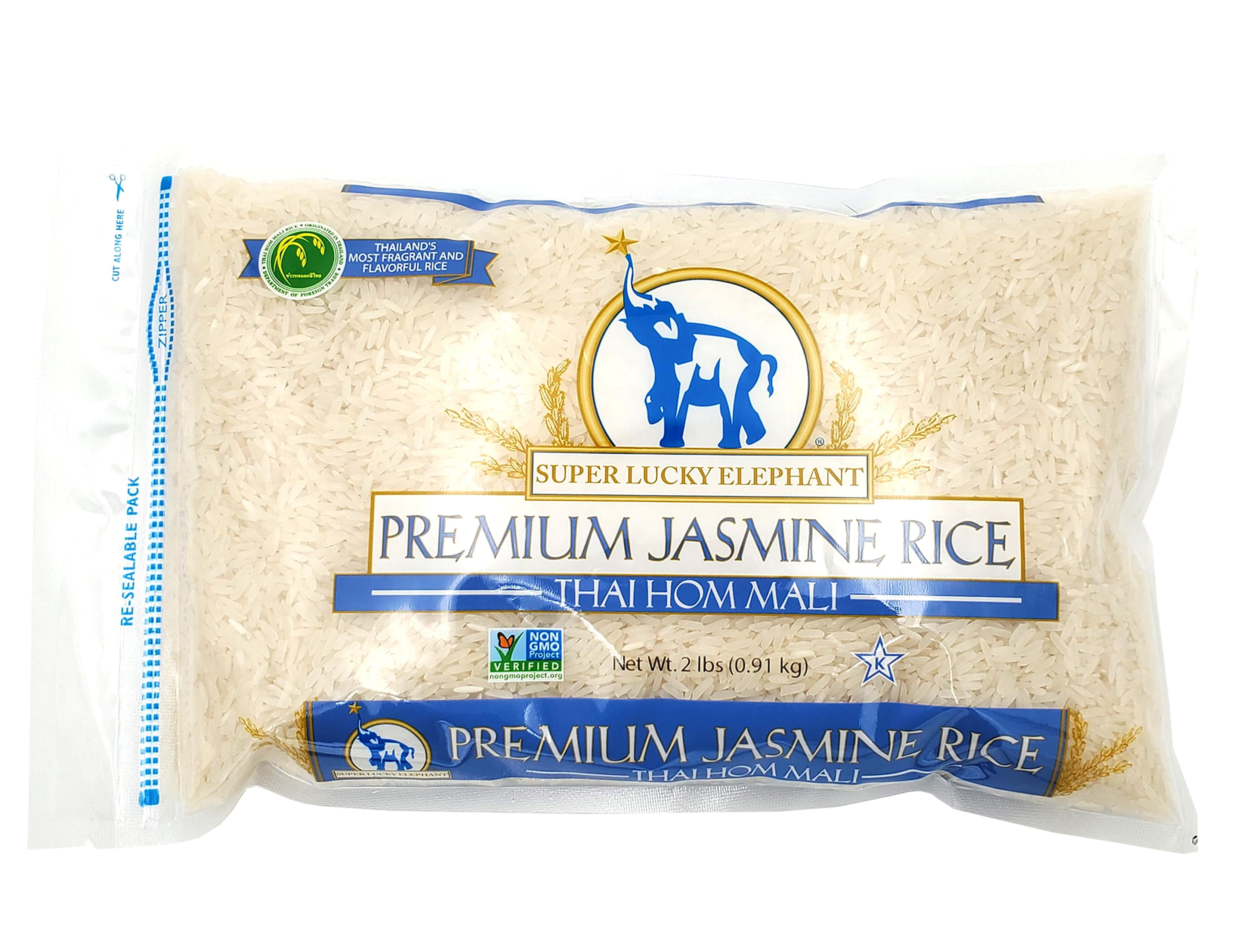 Super Lucky Elephant Thai Hom Mali Jasmine Rice, 32 oz, Does not contain Peanuts, Soy, Milk, Egg, Wheat, Fish, Tree Nut, Crustacean shellfish, and Sesame.