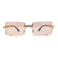 thumbnail image 1 of Super Luxury Rich Rhinestone Chain Frame Rimless Gangster Sunglasses Gold Beige, 1 of 4