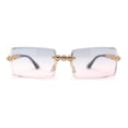 thumbnail image 1 of Super Luxury Rich Rhinestone Chain Frame Rimless Gangster Sunglasses Gold Black Pink, 1 of 4