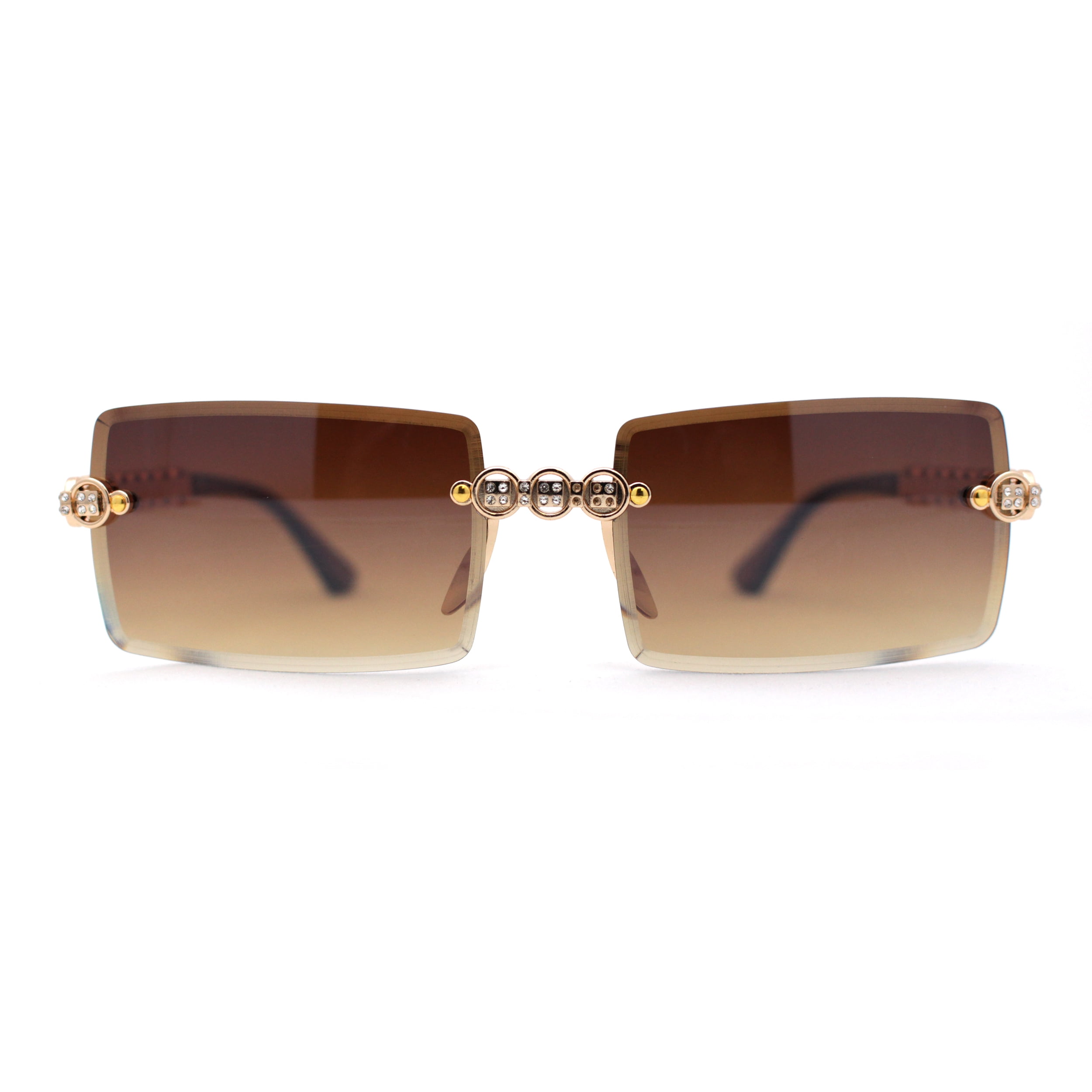 Rimless square best sale frame sunglasses shein