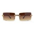 thumbnail image 1 of Super Luxury Rich Rhinestone Chain Frame Rimless Gangster Sunglasses Gold Brown, 1 of 4