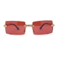 thumbnail image 1 of Super Luxury Rich Rhinestone Chain Frame Rimless Gangster Sunglasses Gold Burgundy, 1 of 4
