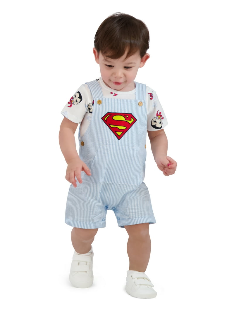 Super Man Baby Boy Shortall Set, Sizes 0/3 Months-24 Months