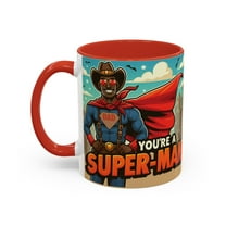 Super-Man Cowboy Father's Day African American Accent Coffee Mug, 11oz