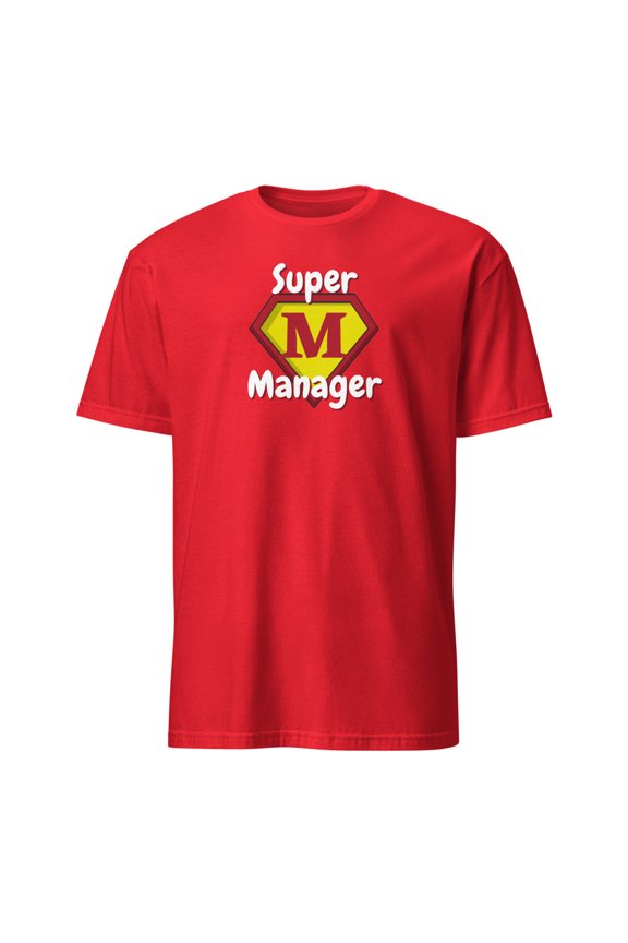 Super Manager Hero Emblem Funny Boss Gift T-Shirt (Red, L)