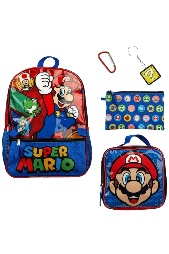 16" Backpack & Insulated Lunch Box 5 piece Mega Set, School Bag