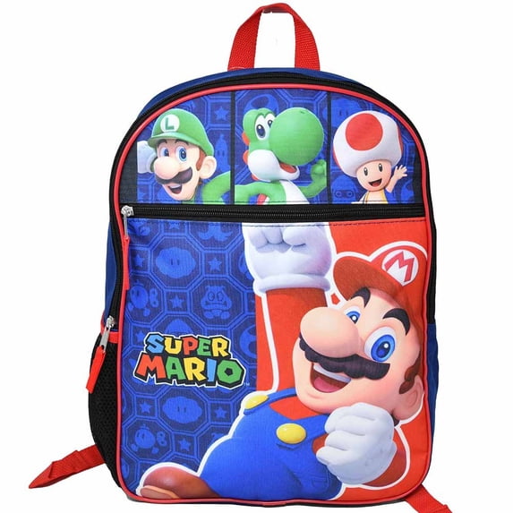 Bioworld Super Mario 16" Backpack with 1 Front Pocket