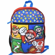 Bioworld Super Mario 16" Kids Backpack   Colorful Cartoon School Bag with Front Pocket & Side Mesh, Lightweight Travel Backpack for Boys & Girls