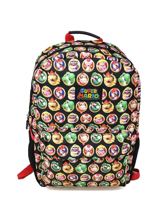Super Mario 16" Backpack with All Over print & 1 Front Pocket,BPB7D7LSMB