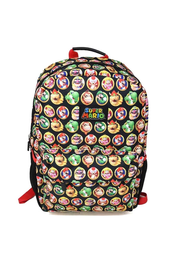 Super Mario 16" Backpack with All Over print & 1 Front Pocket,BPB7D7LSMB