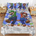 thumbnail image 1 of Super Mario 3 Pcs Bed Sheets Set Breathable Duvet Cover with 2 Pillow Sham Soft All Seasons Bedding Set 102"x90", 1 of 8