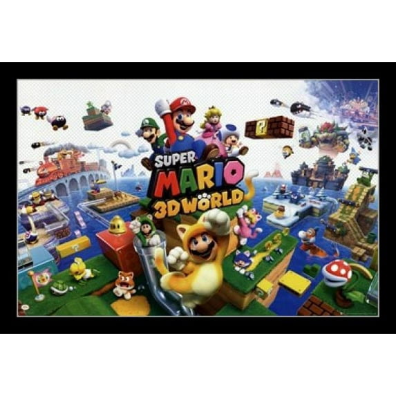 Super Mario 3D World Laminated & Framed Poster Print (34 x 22)