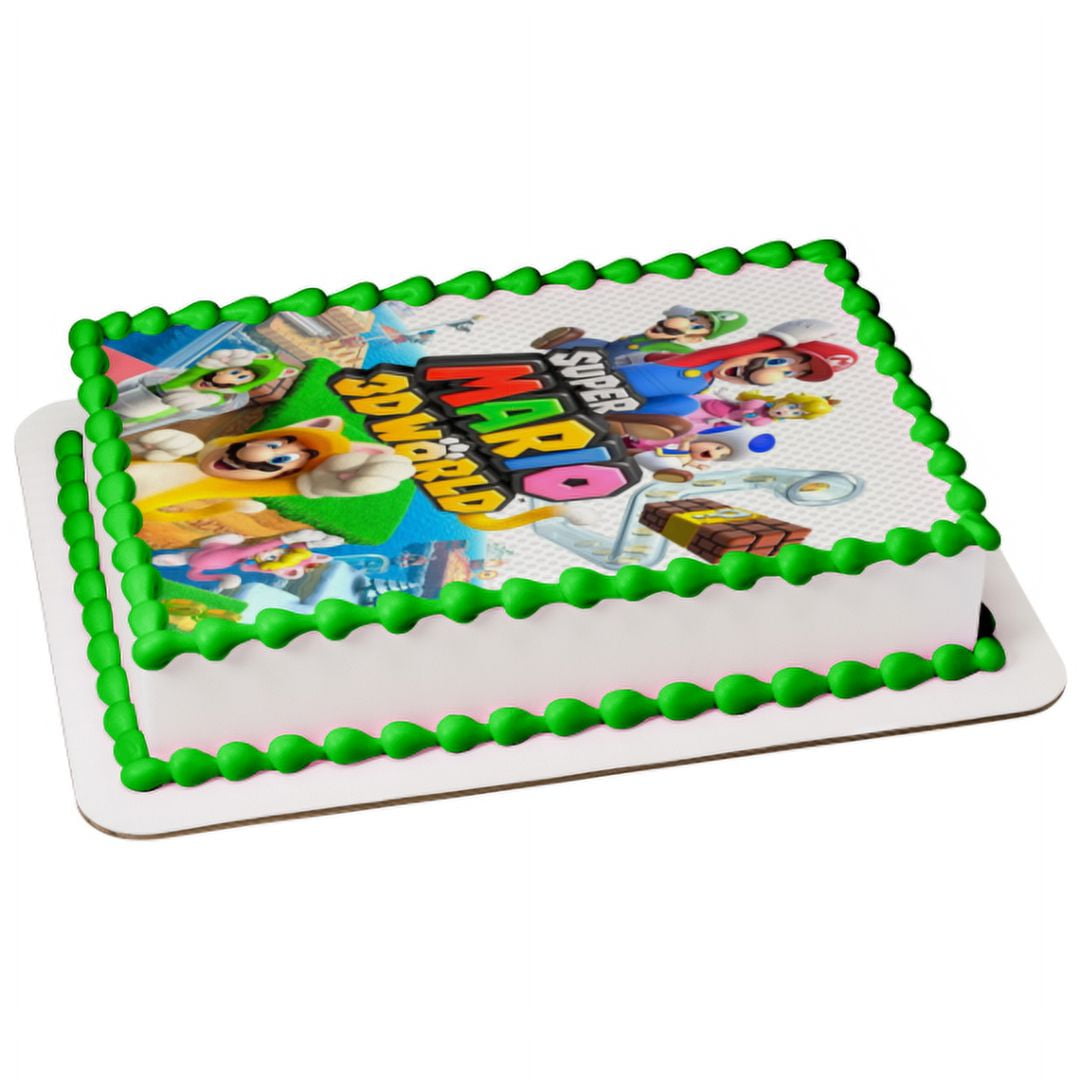 Super Mario 3D World Luigi Toad Princess Peach Edible Cake Topper Image  ABPID53945 