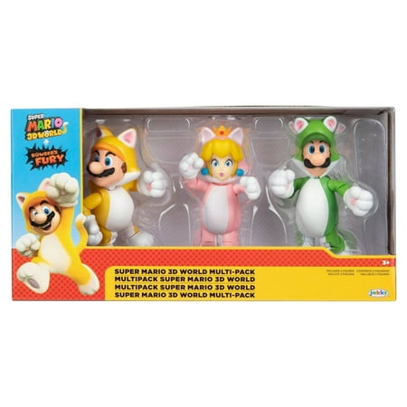 Super Mario 3D World Multi Pack Browsers Fury Toy Cat Mario Peach Luigi Figures