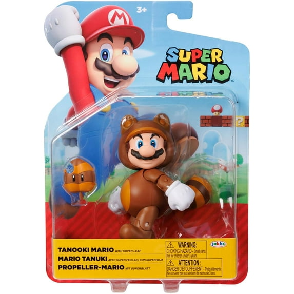 Super Mario 4" Action Figures Tanooki Mario with Leaf