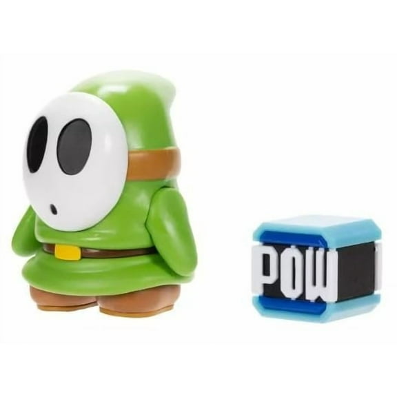 Super Mario 4 inch Green Shy Guy Action Figure with POW Block