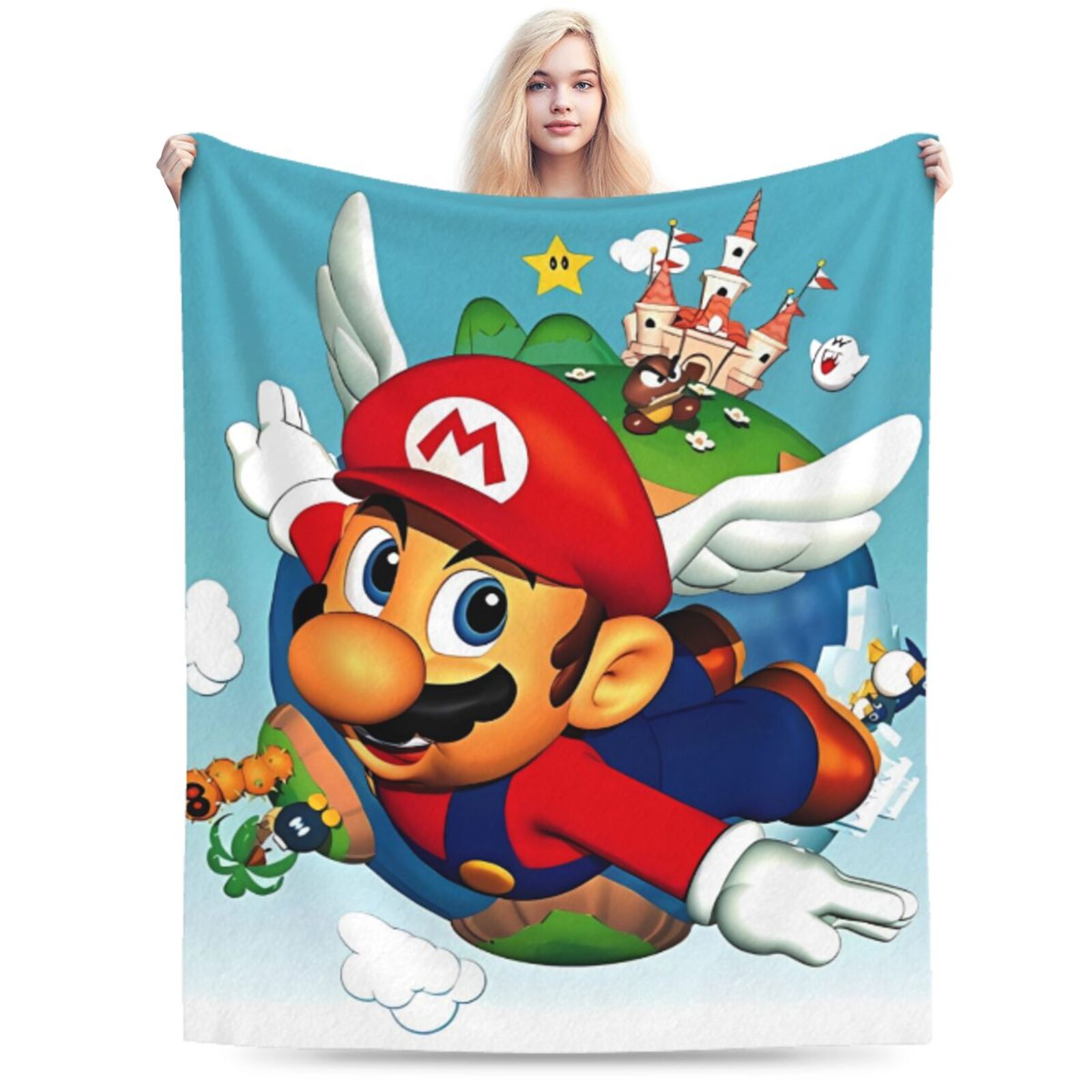 Super Mario 50x40 UltraSoft Flannel Blanket for Adults and Kids, Warm