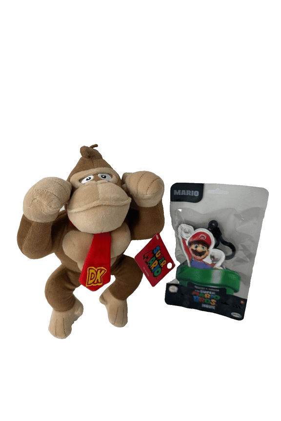 All Star Collection DONKEY KONG Stuffed Plush, 11" TALL & Keychain