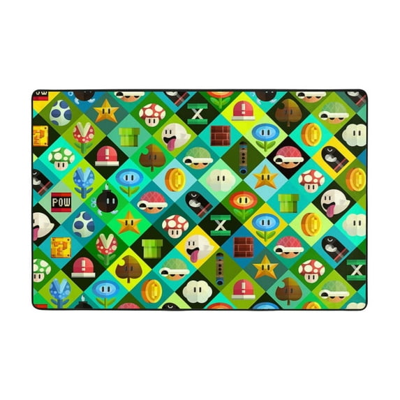 Super Mario Area Rug, Large Rugs For Living Room Bedroom Kitchen, Ultra Soft Flannel Rug For Dining Room Playroom, Non-Slip Carpet, Super Absorbent, Machine Washable