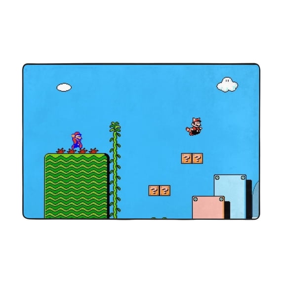Super Mario Area Rug, Large Rugs For Living Room Bedroom Kitchen, Ultra Soft Flannel Rug For Dining Room Playroom, Non-Slip Carpet, Super Absorbent, Machine Washable