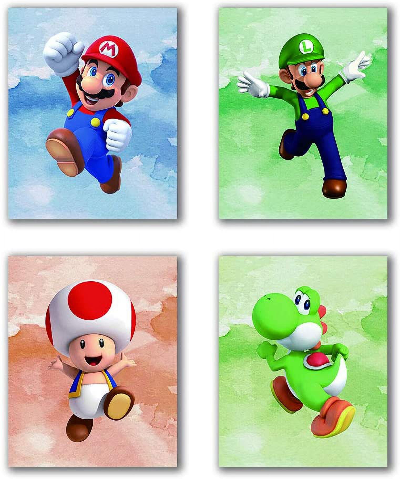 Super Mario Art Prints Toad Super Mario Prints Wall Art Game Room Decor  Birthday Painting Set of 4 Pieces (8 X10 Canvas Picture), Bathroom Room  Painting, Frameless 