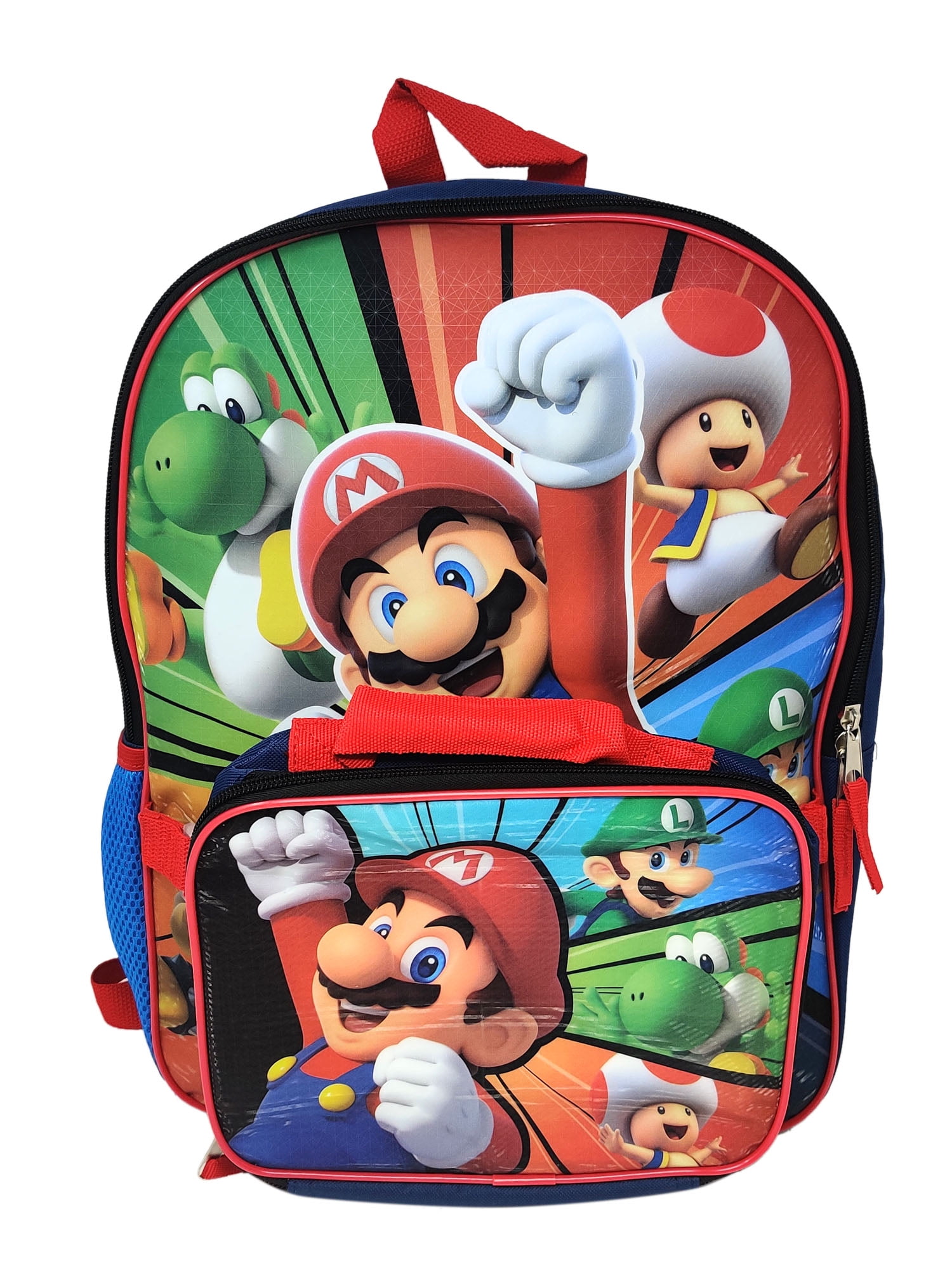 Bioworld Super Mario Boys Backpack Set with Lunch Bag 5 Piece Set, Boy's, Size: 16