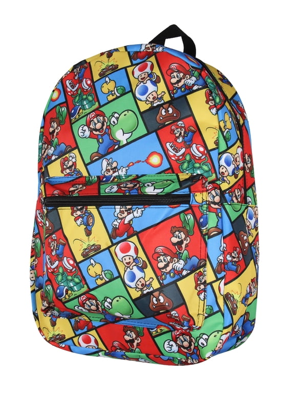 Super Mario Backpack Multi Character Video Game School Laptop Travel Backpack 17"