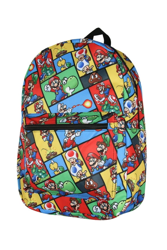 Super Mario Backpack Multi Character Video Game School Laptop Travel Backpack 17"