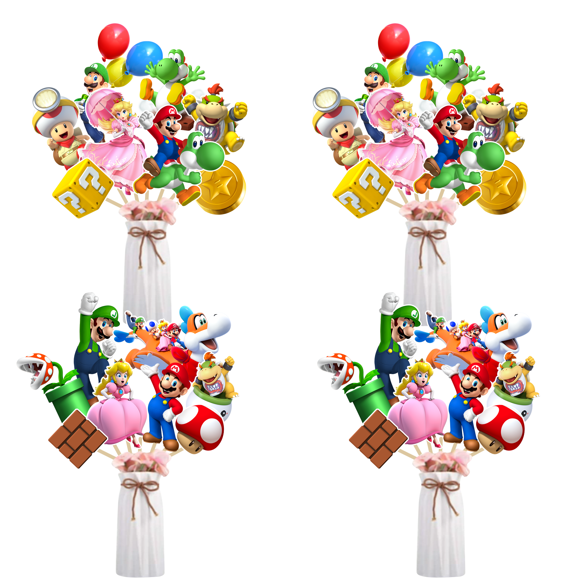 Super Mariy Birthday Decorations Photo Props with Stick, 32pcs Mario Photo Booth Props & Mario Party Photo Props for Mario Party Decorations Boy/Girl Kids