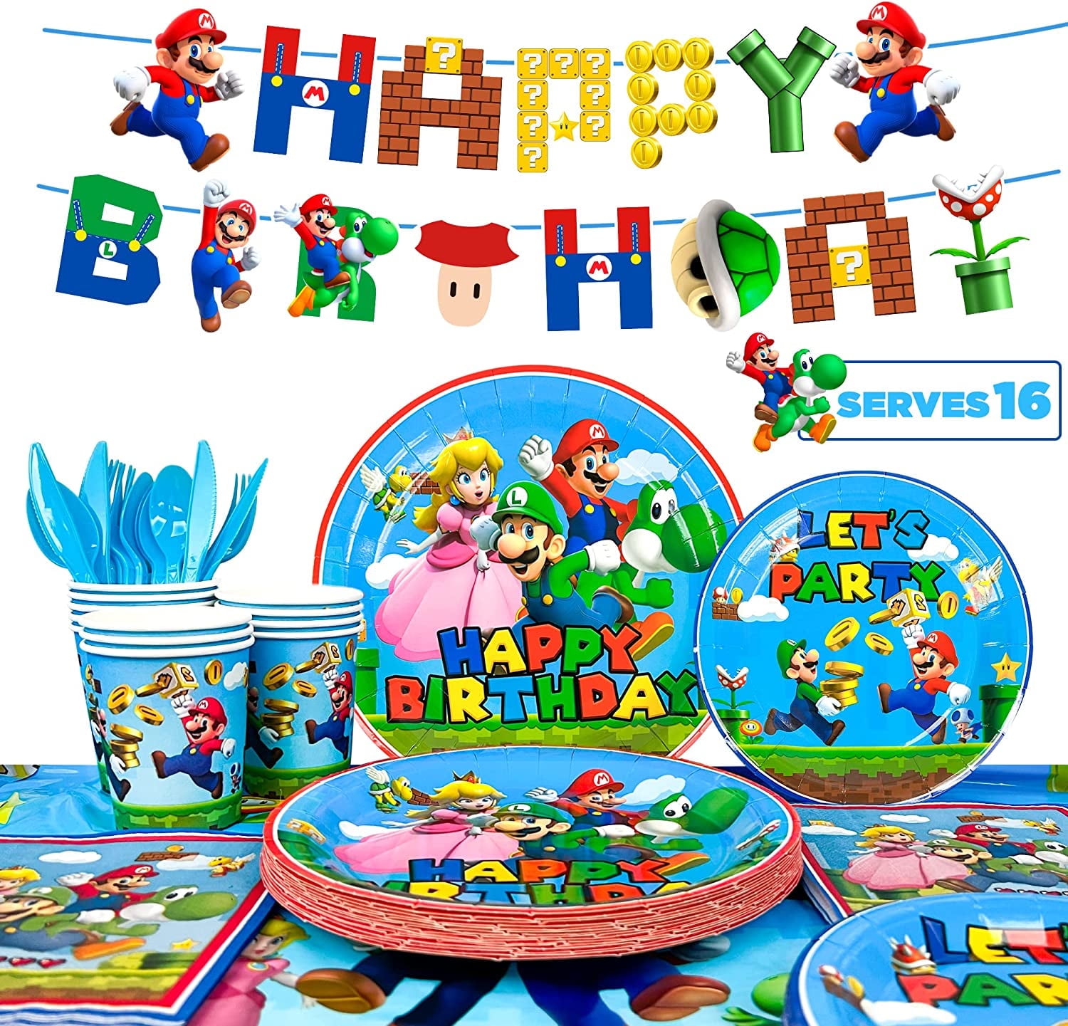 Super Mario Bros Birthday Party Supplies128pcs Set Includes Plates