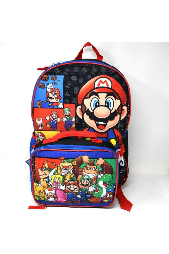 Black 16" Backpack with Lunch Bag