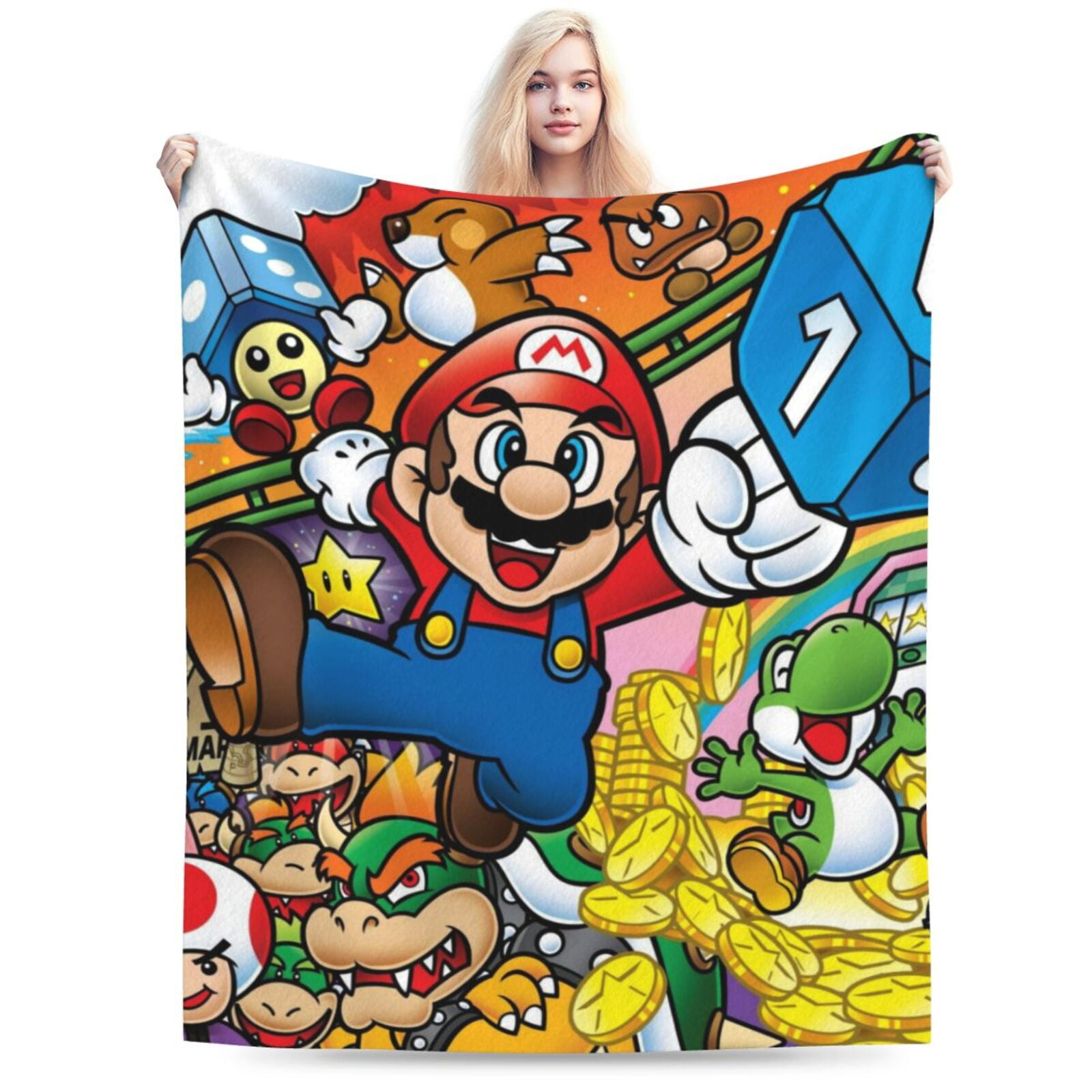 Super Mario Blanket, Cartoon Throw Blankets, Cozy Flannel Blankets For ...