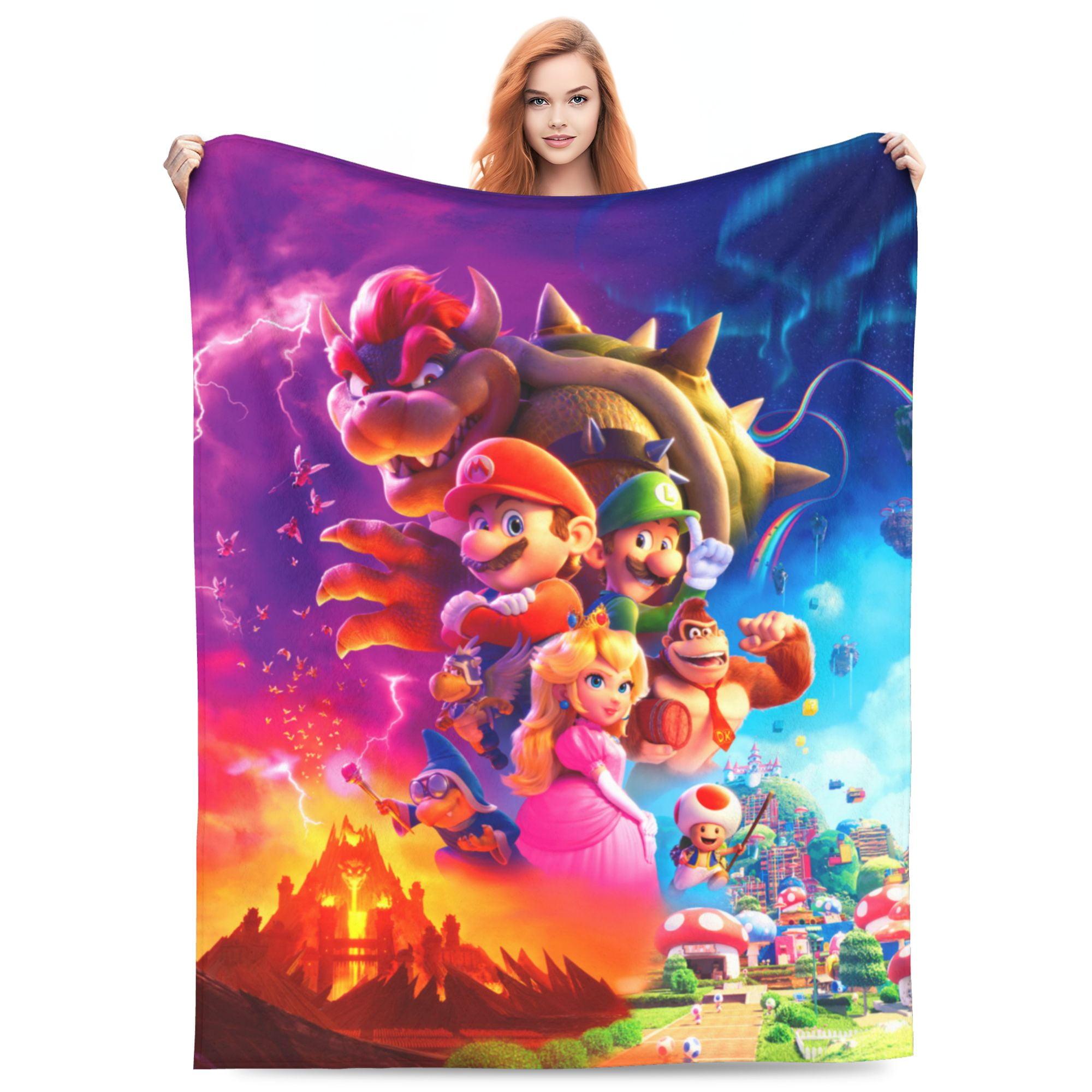 Super Mario Blanket Lightweight Throw Blanket Flannel Fleece Microfiber Plush Game Bed Blanket Super Soft Blanket for All Season 3D Print Design