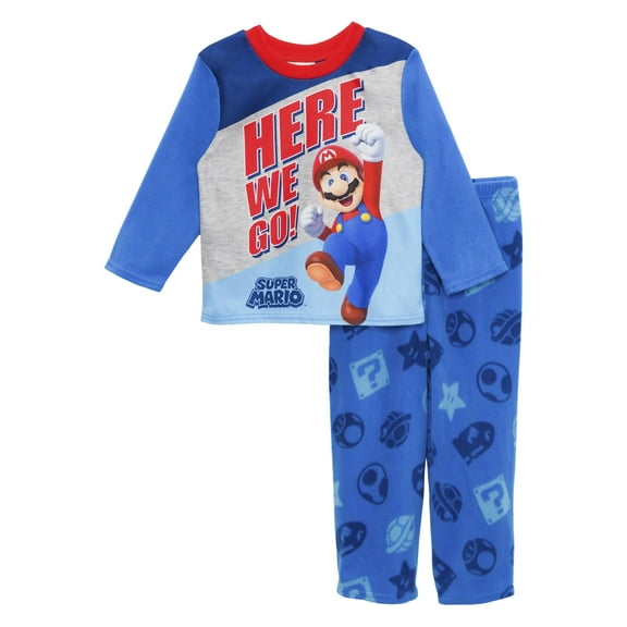 Super Mario Boys 2 Piece Fleece Pajama Set, Here We Go, Size: 4, Super Mario Bros.