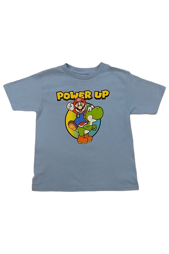 Boys Blue Mario & Yoshi T-Shirt Power Up Tee Shirt 4