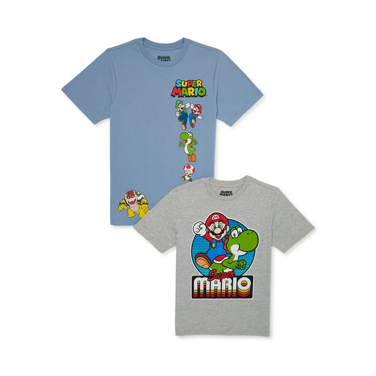 Super Mario Boys Graphic Tees with Short Sleeves 2 Pack Sizes XS XXL Walmart