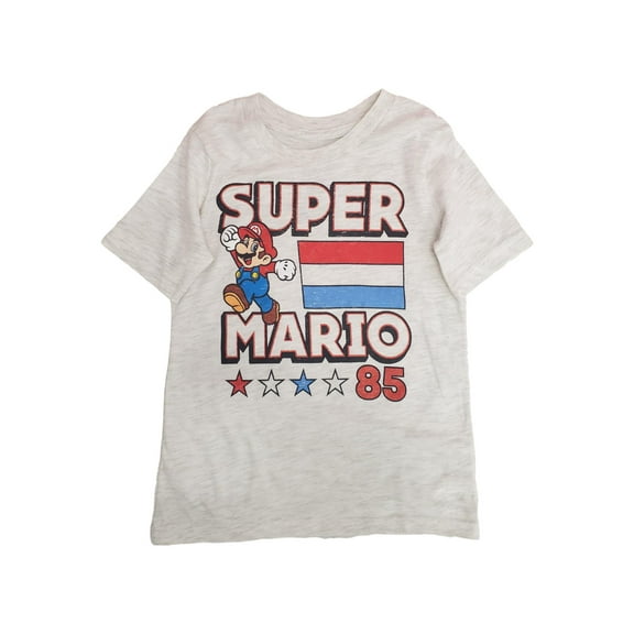Super Mario Boys Light Gray Short Sleeve Video Gamer Tee Shirt T-Shirt 12