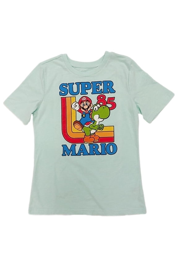 Boys Light Green Mario & Yoshi T-Shirt 85 Striped Tee Shirt 12