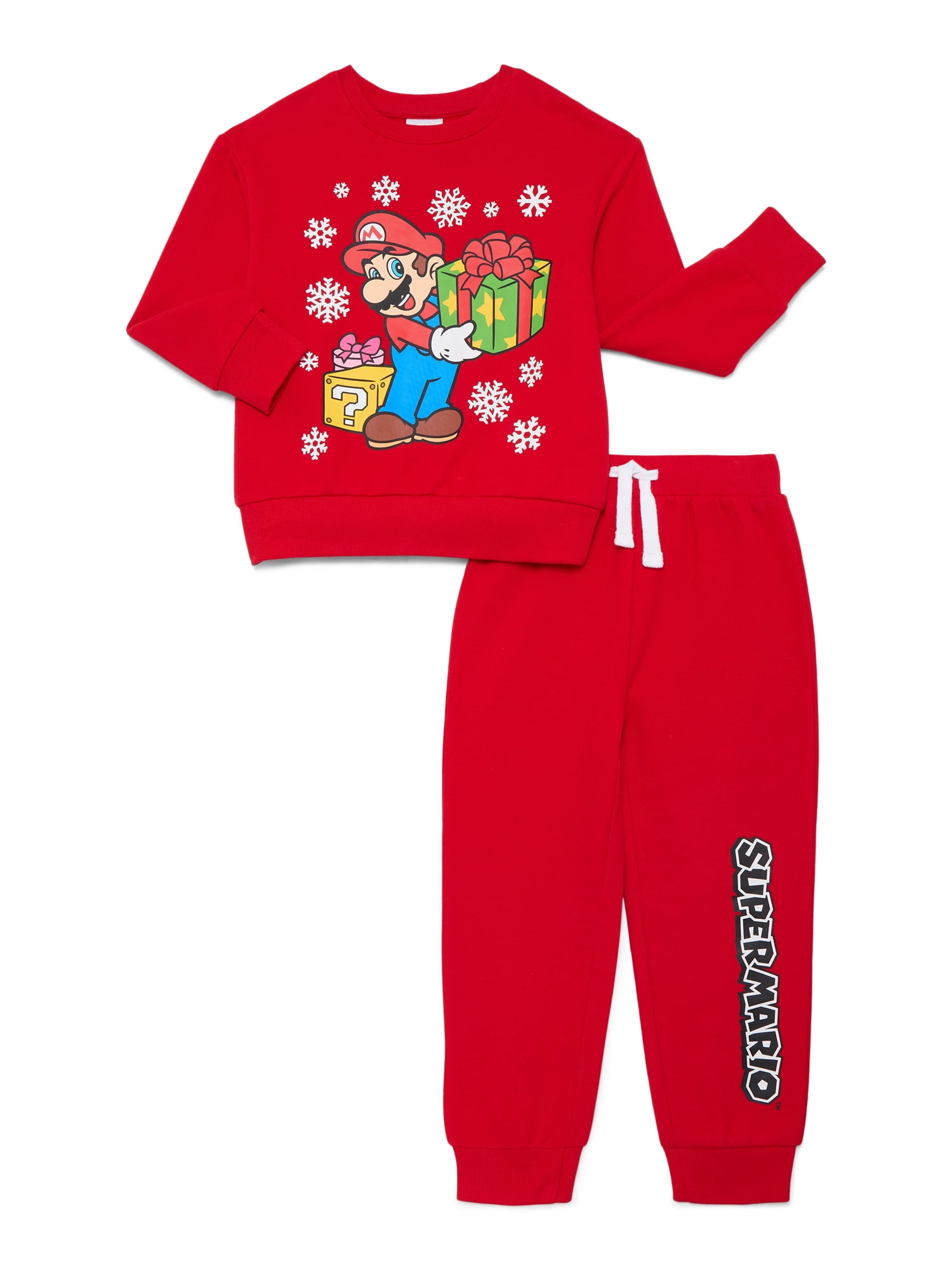 Super Mario Boys Christmas Graphic Sweatshirt and Sweatpants Set, 2 Piece, Sizes 4-12