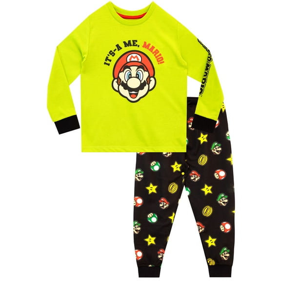 Super Mario Boys Long Sleeve and Leg Pajamas Sizes 3 -12