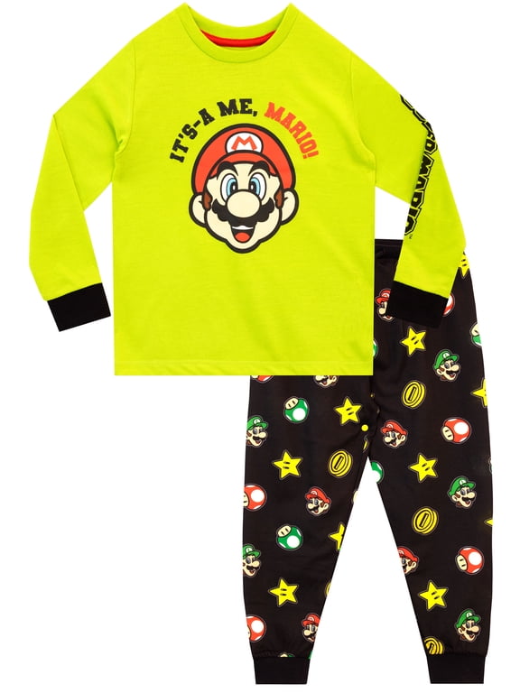 Super Mario Boys Long Sleeve and Leg Pajamas Sizes 3 -12