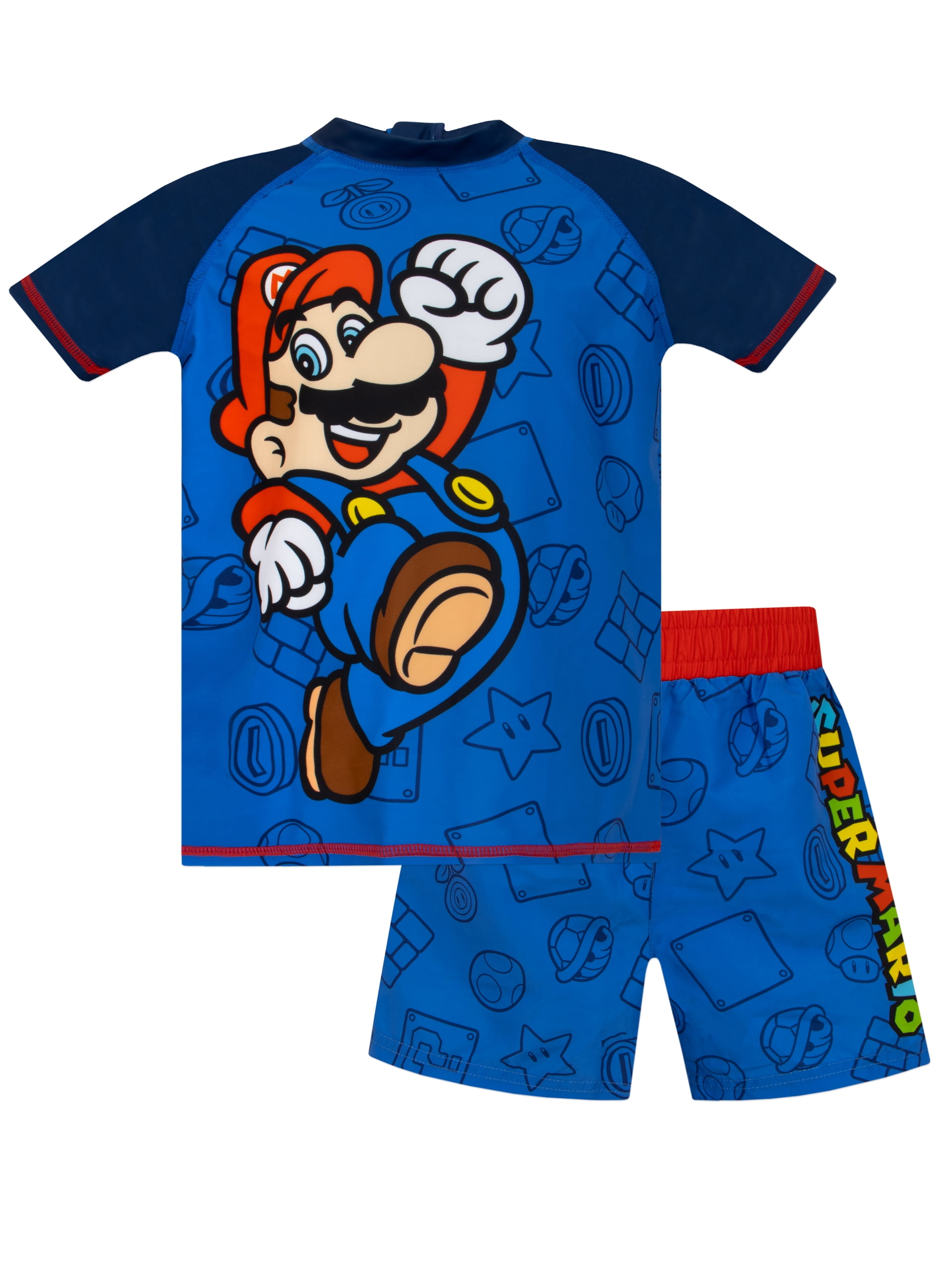Super Mario Boys Mario Swim Set Blue Sizes 4 14 Walmart