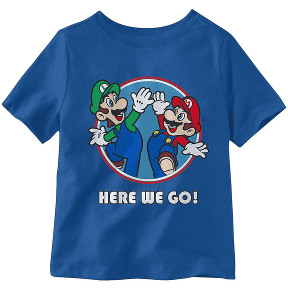 Super Mario Boys Mario and Luigi Here We Go T-Shirt, Sizes 4-16