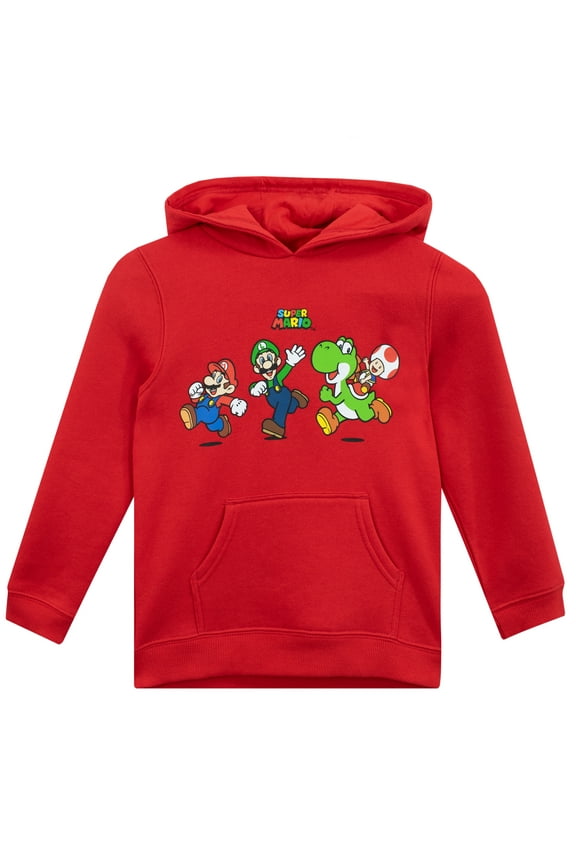 Boys Mario and Luigi Hoodie Red Sizes 4 to 14