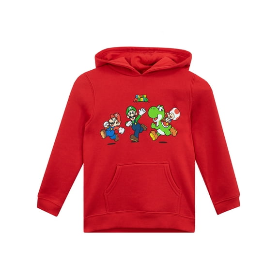 Super Mario Boys Mario and Luigi Hoodie Red Sizes 4 to 14