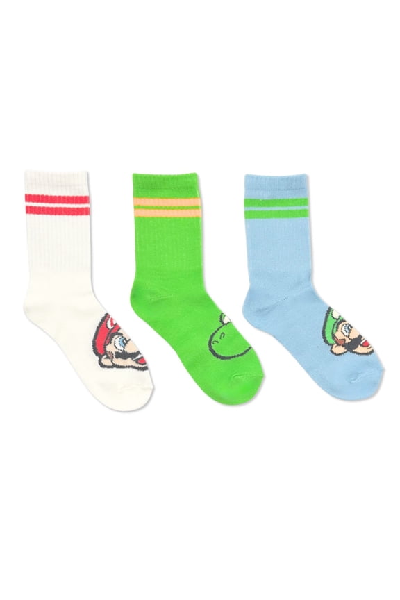 Boys Mid-Crew Socks, 3-Pack Sizes S/M-M/L
